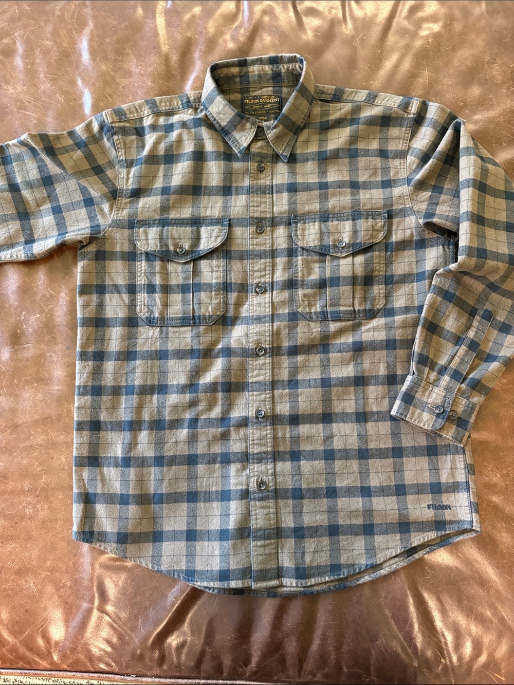 Men’s Filson Alaskan Guide Shirt flannel olive and navy M